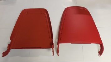 red bucket seat backs