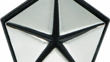 63-72 Silver Pentastar A B E-Body Fender Emblem  PENTASTAR-S